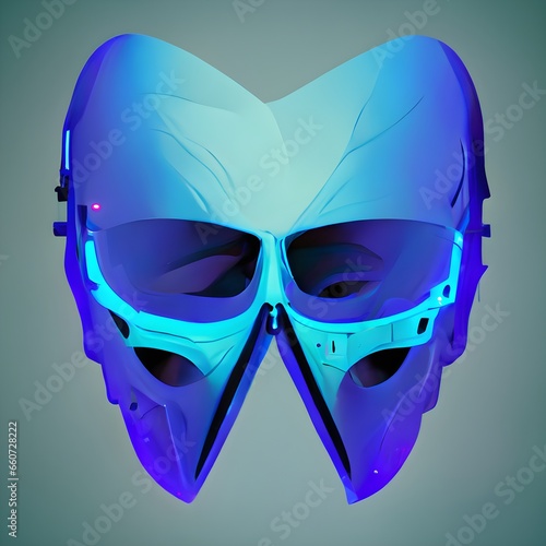 cyberpunk mask simetry blue neon vector  photo