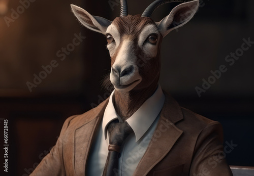 Antelope dressed in a business suit and wearing glasses © Denis Darcraft
