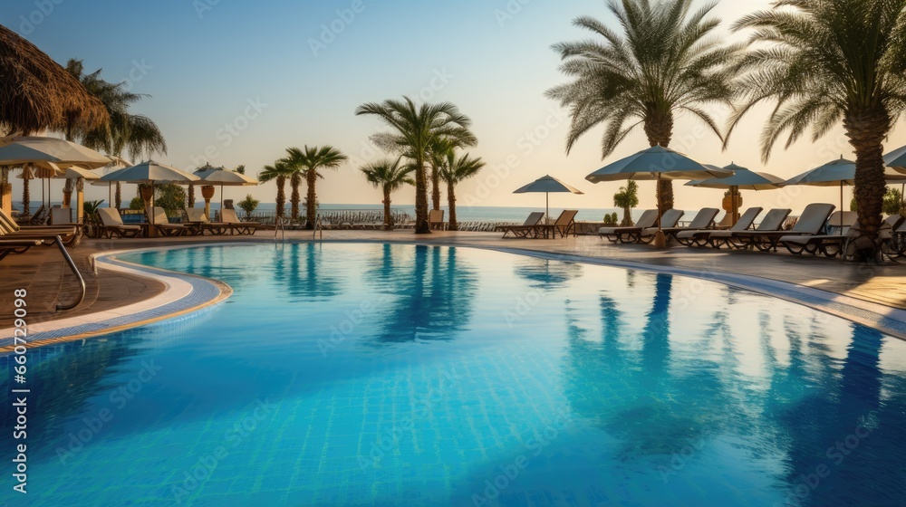 swimming pool near the beach, luxury travel