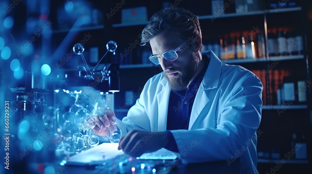 Technology and data science, scientists analyze and visualize technology Technology and data science, scientists analyze and visualize technology