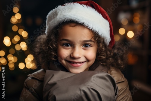 child in christmas hat