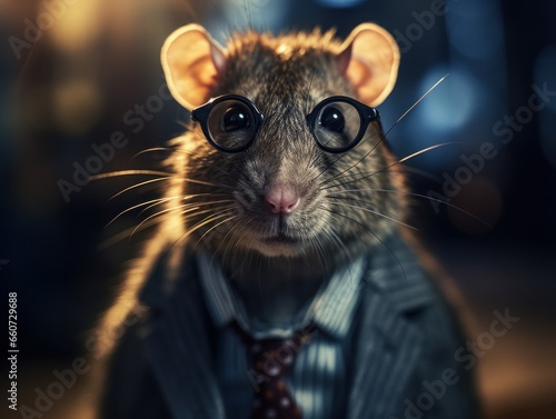 Rat dressed in a business suit and wearing glasses © Denis Darcraft