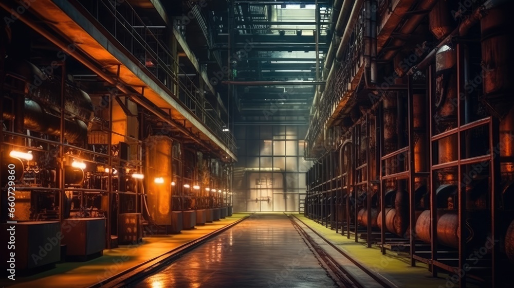 the inside of a power plant factory warehouse the inside of a power plant factory warehouse
