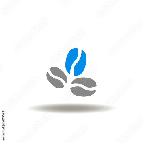 Vector illustration of coffee beans. Icon of coffee house.