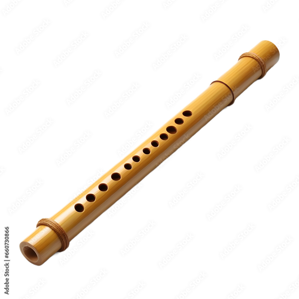 Naklejka premium Bamboo flute illustration art with a transparent background generative AI.