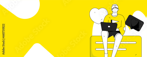 Virtual characters social communication concept business flat vector hand drawn illustration
