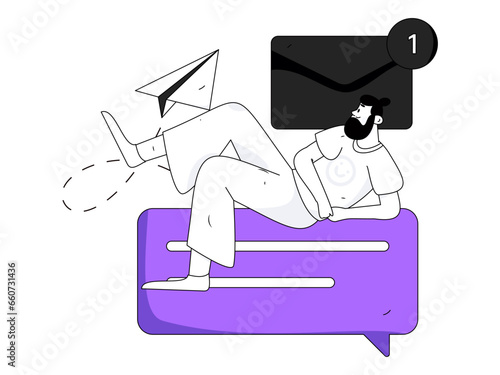 Virtual characters social communication concept business flat vector hand drawn illustration
