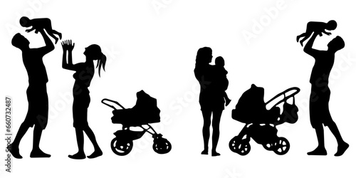 silhouettes of people with family
