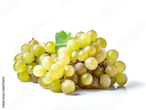 White grapes bunch isolated on white background.