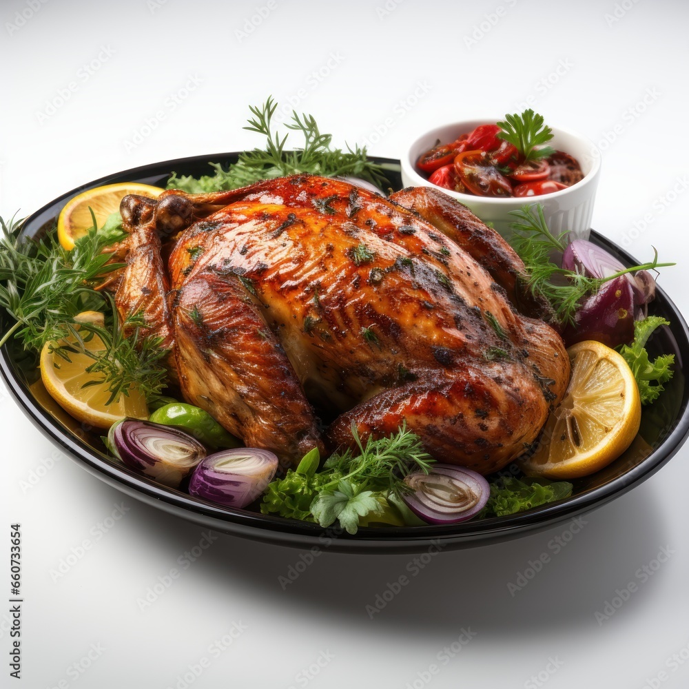 roasted chicken on a plate roasted chicken on a plate