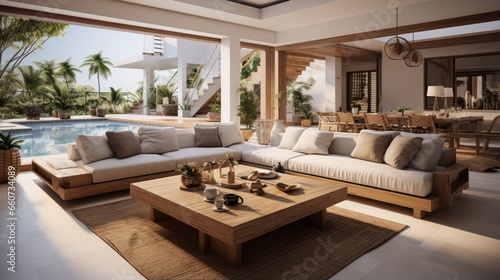 villa living room design interior bright walls © MBRAMO