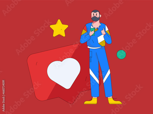Virtual characters social communication concept business flat vector hand drawn illustration
