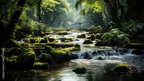 Waterfall in forest natural landscape