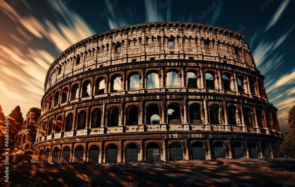 colosseum in Rome with clouds time-lapse in the sky. 