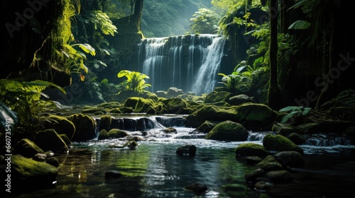 waterfall Landscape. A waterfall hidden in a tropical forest