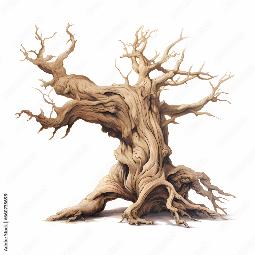 Withered husk of a tree including trunk and roots Withered husk of a tree including trunk and roots