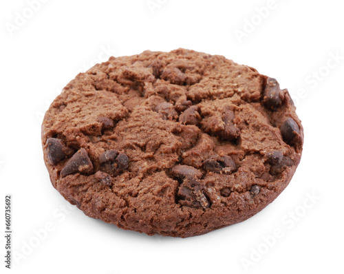 One delicious chocolate chip cookie isolated on white