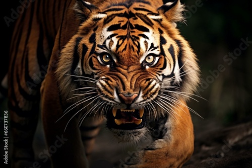 Intense tiger closeup. Generative AI