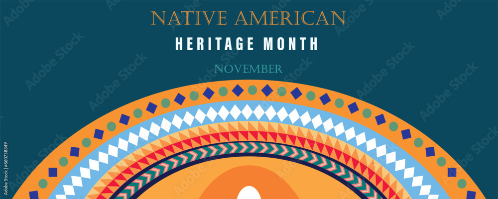Long banner for Native American Heritage Month - obrazy, fototapety, plakaty 