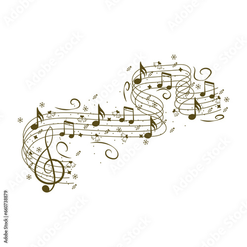 Notes for Christmas music on white background