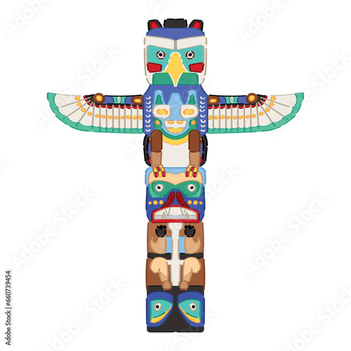 Native American totem on white background