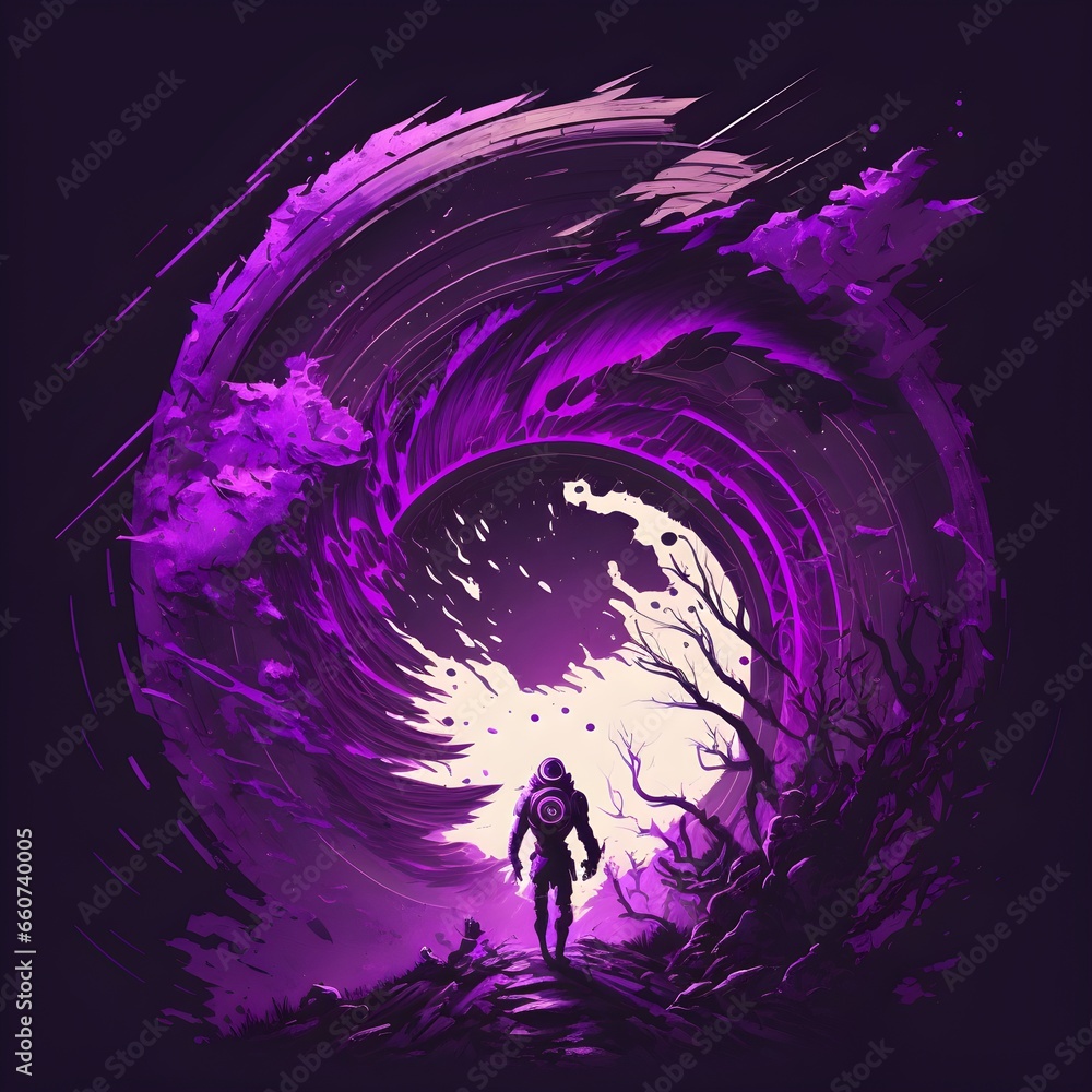 purple hurricane cyberpunk minimalistic icon 