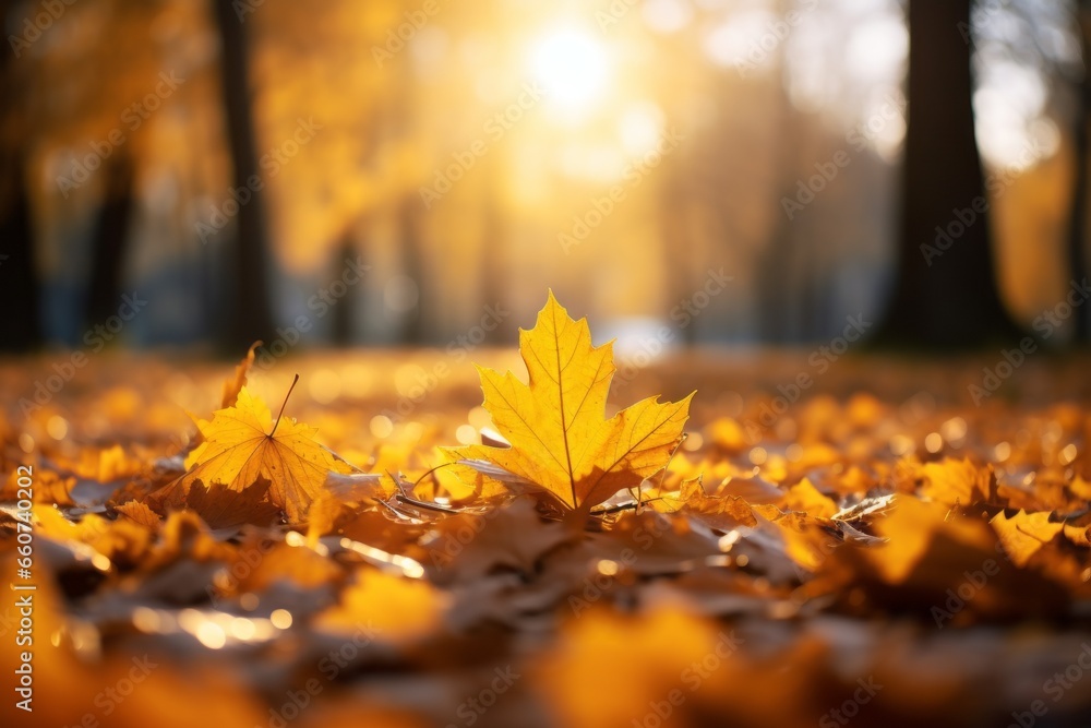 Fallen autumn leaves. Background with selective focus and copy space Fallen autumn leaves. Background with selective focus and copy space
