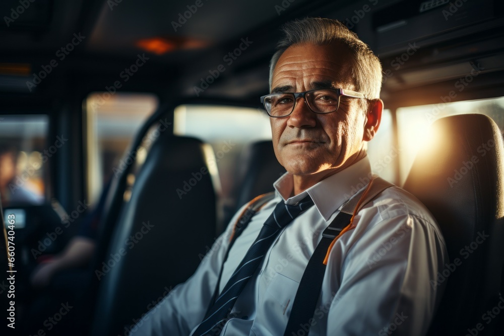 A man on public transport. Portrait with selective focus and copy space A man on public transport. Portrait with selective focus and copy space