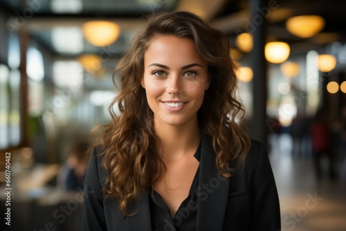 Successful woman in business. Portrait with selective focus and copy space