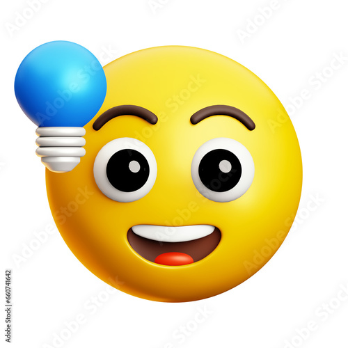 get an idea with lamp emoji, 3d style emoticon