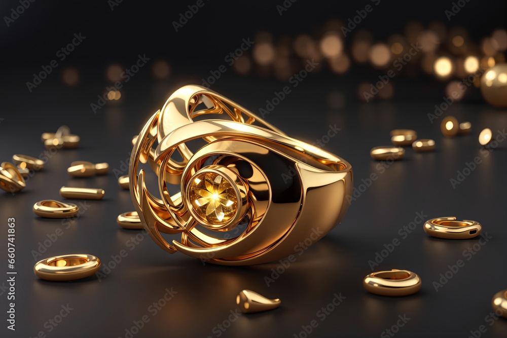 custom made wallpaper toronto digitalA luxury gold ring on the dark background created using ai technology