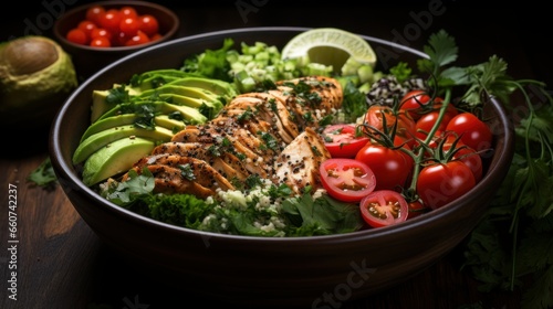 grilled chicken with vegetables and herbs