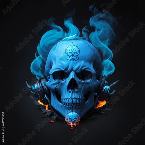 head skull fire mascot and esport gaming logo, AI generated