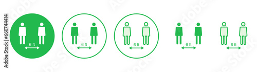 Social distance icon set. social distancing icon. self quarantine sign