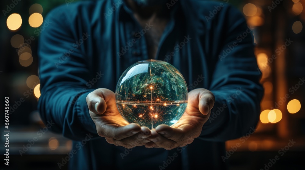 Fototapeta premium Fantasy light bulb in the hand