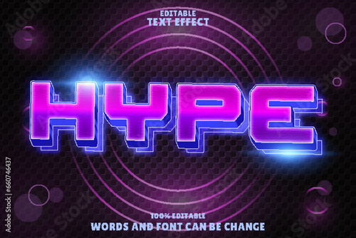hype editable text effect emboss neon style