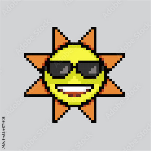 Pixel art illustration cute sun. Pixelated sun. cute summer sun icon pixelated for the pixel art game and icon for website and video game. old school retro.