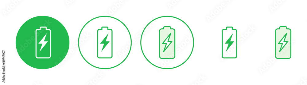 Battery icon set. battery charge level. battery charging icon Battery icon set. battery charge level. battery charging icon