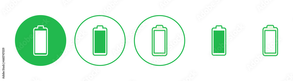 Battery icon set. battery charge level. battery charging icon Battery icon set. battery charge level. battery charging icon