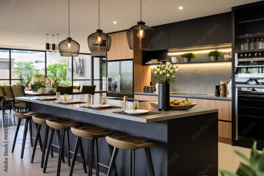 A Stylish and Trendy Olive Oasis Kitchen Renovation with Elegant and Practical Contemporary Design, Earthy Tones, Sleek Countertops, and Natural Lighting.
