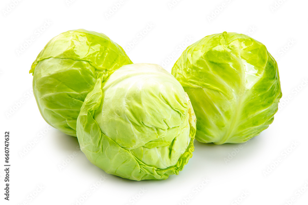 Fototapeta premium fresh cabbage head isolated on white background