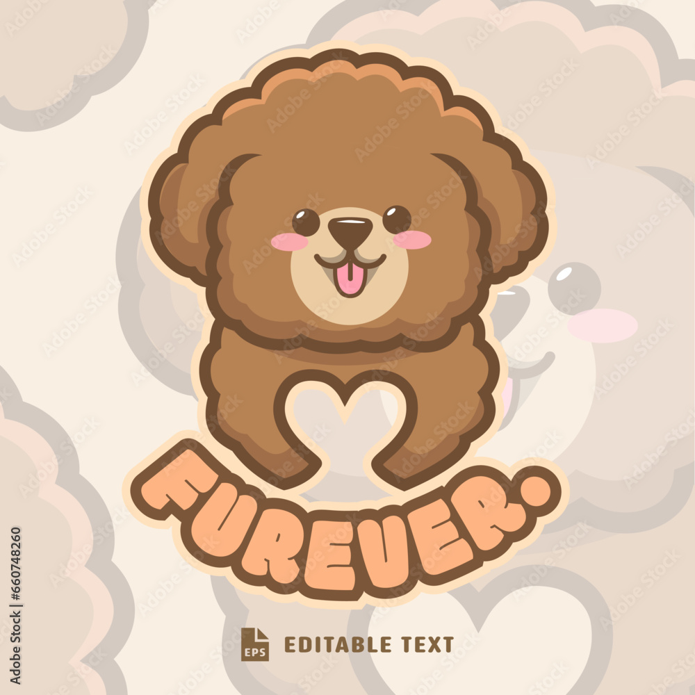 Obraz premium Cute Curly Dog Logo Cartoon