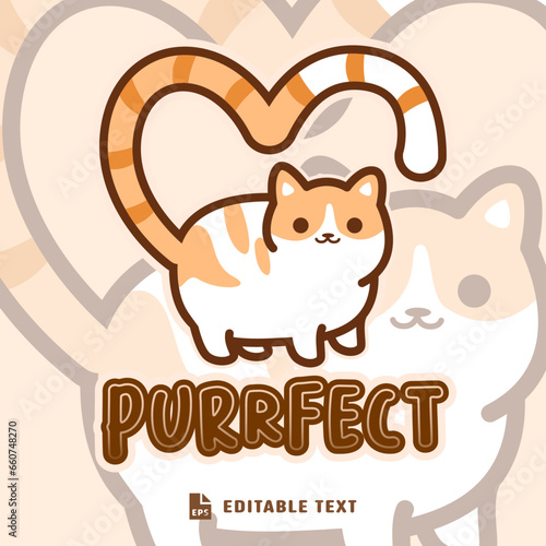 Cute Love Cate Logo Cartoon