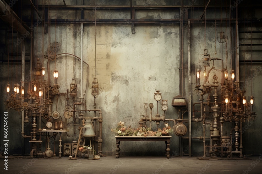 Vintage-inspired industrial backdrop. Generative AI