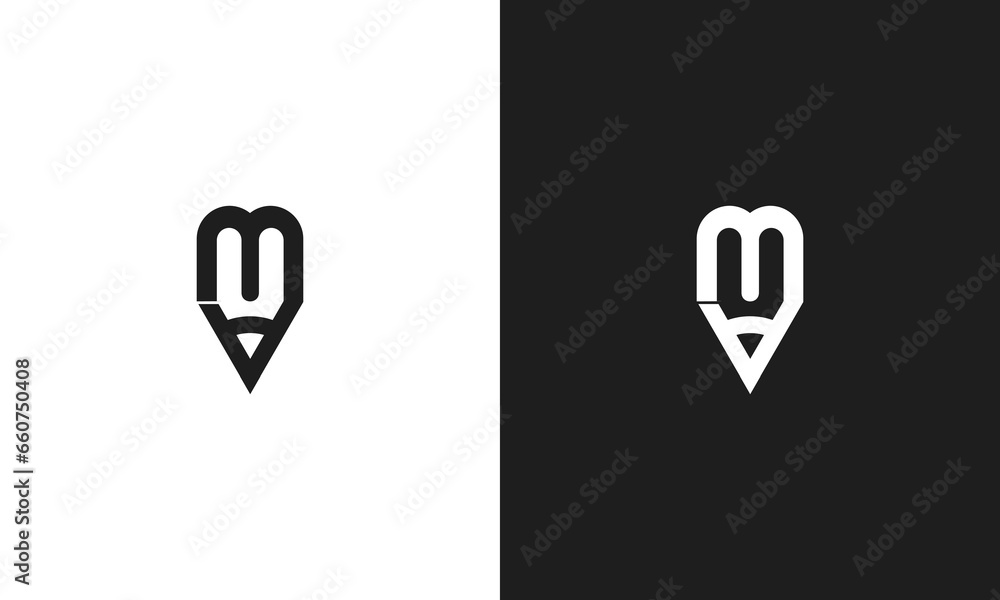 collection of pencil icons and initials m logo design vector collection of pencil icons and initials m logo design vector