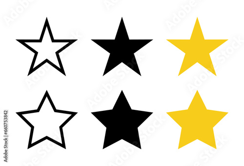Star icon vector in flat style. Stars in different variations