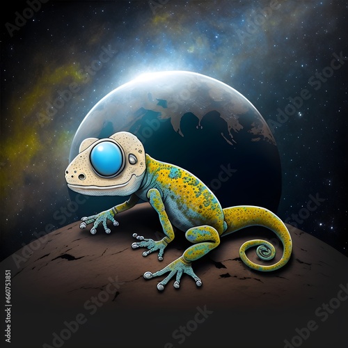 kaiwai gecko dans lespace inspiration  photo
