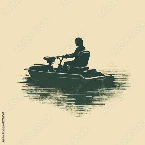 transportation pedal boat silhouette distressed. Created using Generative AI Technology