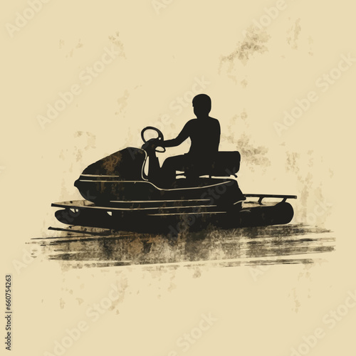 transportation pedal boat silhouette distressed. Created using Generative AI Technology