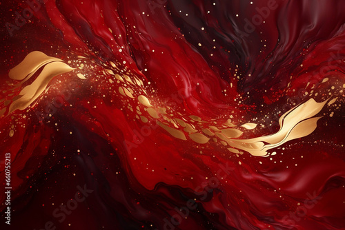 Golden Glittering Galaxy, Red Liquid with Magical Dust Particles